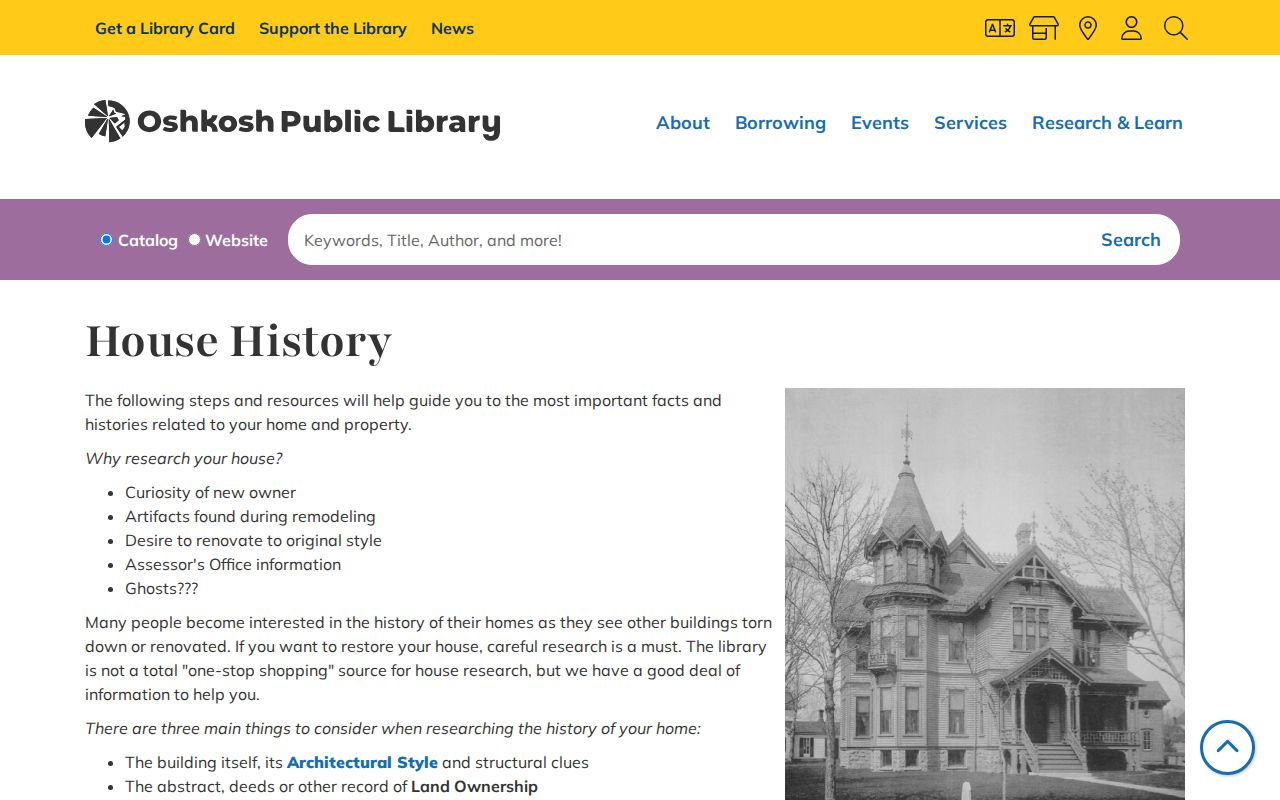 Oshkosh previous residents house history